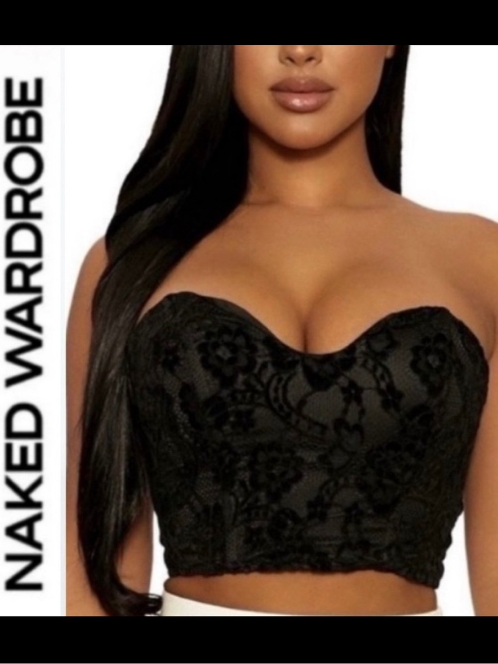 Naked Wardrobe The statement bustier | Medium | black lace